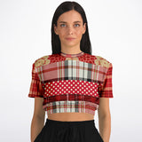 Jersey Salsa Red Plaid Cropped Sweater Cropped Short Sleeve Sweater - Thathoodyshop