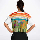 Secret Garden Floral Striped Crop Jersey Cropped Football Jersey - Thathoodyshop
