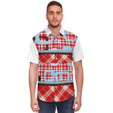 Red Pacific Palisades Plaid Button Down Shirt Short Sleeve Button Down Shirt - Thathoodyshop