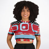 Red Pacific Palisades Plaid Cropped Sweater Cropped Short Sleeve Sweater - Thathoodyshop