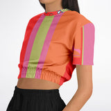 Chili Pepper Colorblock Trio Cropped Sweater Athletic Cropped Short Sleeve Sweatshirt - AOP - Thathoodyshop