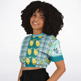 Lemon Zest Floral Cropped Sweater Cropped Short Sleeve Sweatshirt - Thathoodyshop