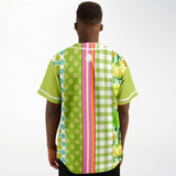 Green Anjou Pear Striped Patchwork Button Front Jersey Short Sleeve Button Down Shirt - Thathoodyshop