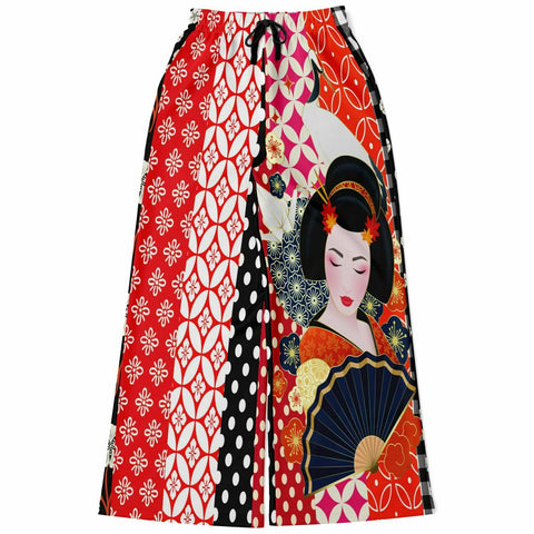 Tokyo Nights Asian Floral Patchwork Stretchy Phat Bellbottoms Wide Leg Pants - Thathoodyshop