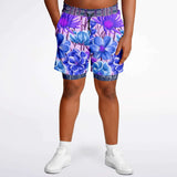 Norma Jean Purple Plaid Floral Compression Activity Shorts Athletic Shorts - Thathoodyshop