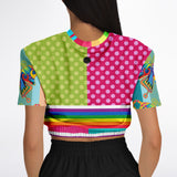 OG San Diego Polka Dot Patchwork Cropped Sweater Cropped Short Sleeve Sweatshirt - Thathoodyshop
