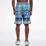 Cerulean Plaid Paisley Basketball Shorts Basketball Shorts - Thathoodyshop