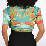 The Koi Dragon Cropped Sweater Cropped Short Sleeve Sweater - Thathoodyshop