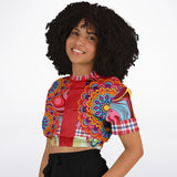 Hippy-Dippy Red Cropped Sweater Cropped Short Sleeve Sweater - Thathoodyshop
