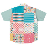 Old Miami Polka Dot Patchwork Button Down Shirt Short Sleeve Button Down Shirt - Thathoodyshop