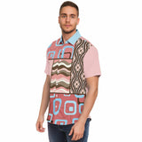 Pink Geo Patchwork Button Down Shirt Short Sleeve Button Down Shirt - Thathoodyshop