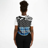 Pacific Palisades Patchwork Cropped Button Front Jersey Cropped Baseball Jersey - Thathoodyshop