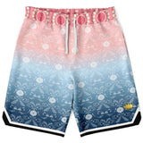Pink Glacier Basketball Shorts Basketball Short Rib - AOP - Thathoodyshop