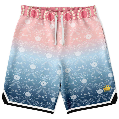 Pink Glacier Basketball Shorts Basketball Short Rib - AOP - Thathoodyshop