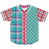 Cerulean Plaid Paisley Button Front Jersey Baseball Jersey - Thathoodyshop