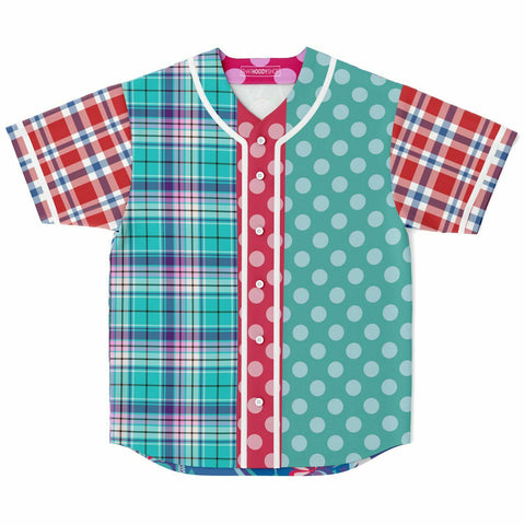 Cerulean Plaid Paisley Button Front Jersey Baseball Jersey - Thathoodyshop