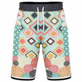 Old Miami Yellow Patchwork Basketball Shorts Basketball Short Rib - AOP - Thathoodyshop