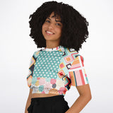 Old Miami Geometric Trefoil Cropped Sweater Cropped Short Sleeve Sweater - Thathoodyshop