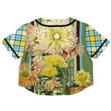 Green Caravan Floral Cropped Baseball Jersey Cropped Baseball Jersey - Thathoodyshop