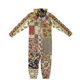 Tripoli Floral Patchwork Unisex Romper Zip-Front Romper - Thathoodyshop