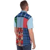 Busan Fleur Plaid Patchwork Button Down Shirt Short Sleeve Button Down Shirt - Thathoodyshop