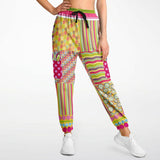 Hello Janis! Green Striped Patchwork Unisex Cargo Joggers Cargo Sweatpants - Thathoodyshop
