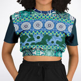 Mykonos Floral Patchwork Short Sleeve Cropped Sweater Cropped Short Sleeve Sweater - Thathoodyshop