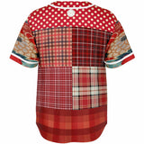 Jersey Salsa Plaid Patchwork Button Front Jersey Baseball Jersey - Thathoodyshop