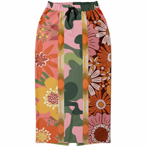 Yogananda Stripe Floral Patchwork Eco-Poly Long Pocket Skirt Long Pocket Skirt - Thathoodyshop