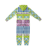 Kaleido-Scape Purple Plaid Patchwork Fleece Unisex Romper Romper - Thathoodyshop