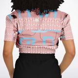 Pink Geo Gallagher Cropped Sweater Cropped Short Sleeve Sweater - Thathoodyshop
