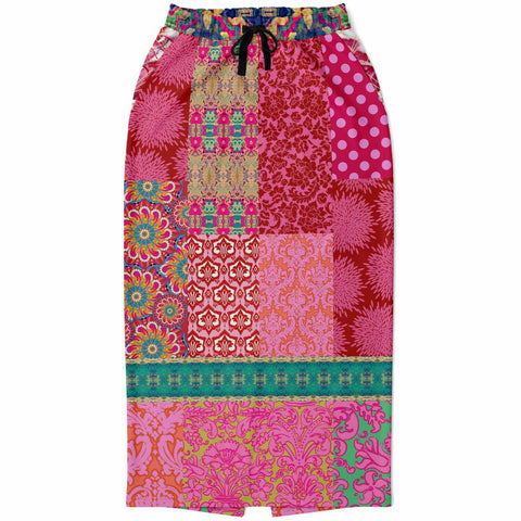 Gypsy Beat Pink Indian Floral Long Pocket Skirt Long Pocket Skirt - Thathoodyshop