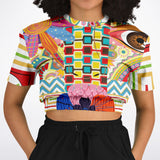 Pink Paisley Visage Cropped Sweater Cropped Sweater - Thathoodyshop