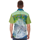Dragonfly Abstract Print Button Down Shirt Short Sleeve Button Down Shirt - Thathoodyshop