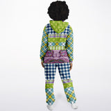 Kaleido-Scape Purple Plaid Patchwork Fleece Unisex Romper Romper - Thathoodyshop