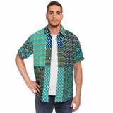 Many Blessings Horus Eye Patchwork Button Down Shirt Short Sleeve Button Down Shirt - Thathoodyshop