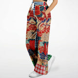 Busan Fleur Plaid Patchwork Stretchy Phat Bellbottoms Flare Leg Pants - Thathoodyshop