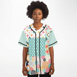 Old Miami Geo Patchwork Button Front Jersey Baseball Jersey - Thathoodyshop