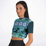 Mykonos Floral Patchwork Short Sleeve Cropped Sweater Cropped Short Sleeve Sweater - Thathoodyshop