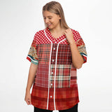 Jersey Salsa Plaid Patchwork Button Front Jersey Baseball Jersey - Thathoodyshop