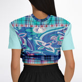 Cerulean Paisley Cropped Sweater Athletic Cropped Short Sleeve Sweatshirt - AOP - Thathoodyshop