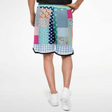 Pink Sherbert Patchwork Plaid Basketball Shorts Basketball Shorts - Thathoodyshop