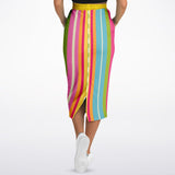Green Anjou Pear Striped Floral Long Pocket Skirt Long Pocket Skirt - Thathoodyshop