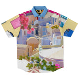 Santorini S/S Button Down Shirt Short Sleeve Button Down Shirt - AOP - Thathoodyshop