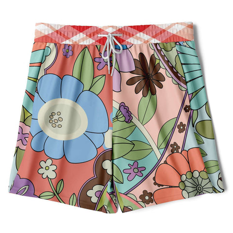 Serendipity Peach Floral Compression Activity Shorts Athletic Shorts - Thathoodyshop