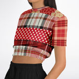 Jersey Salsa Red Plaid Cropped Sweater Cropped Short Sleeve Sweater - Thathoodyshop