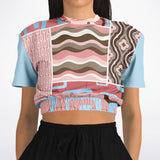 Pink Geo Retro Striped Cropped Sweater Cropped Short Sleeve Sweater - Thathoodyshop
