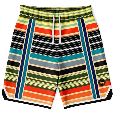 Tequila Sunrise Striped Basketball Shorts Basketball Shorts - Thathoodyshop