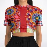 Hippy-Dippy Red Cropped Sweater Cropped Short Sleeve Sweater - Thathoodyshop