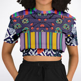 Purple Flurry Cropped Sweater Athletic Cropped Short Sleeve Sweatshirt - AOP - Thathoodyshop